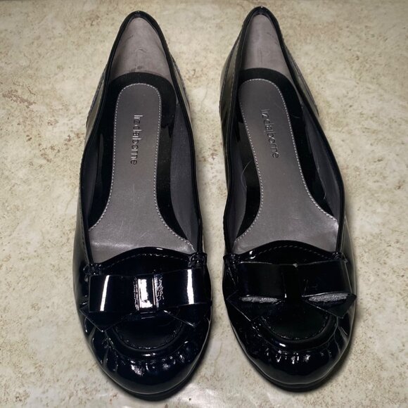 Liz Claiborne Black Patent Leather Bow Flats Women Casual Comfort Office - Picture 3 of 9